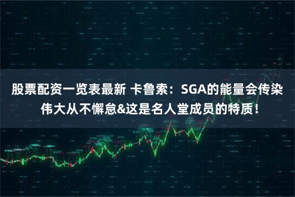 股票配资一览表最新 卡鲁索：SGA的能量会传染 伟大从不懈怠&这是名人堂成员的特质！